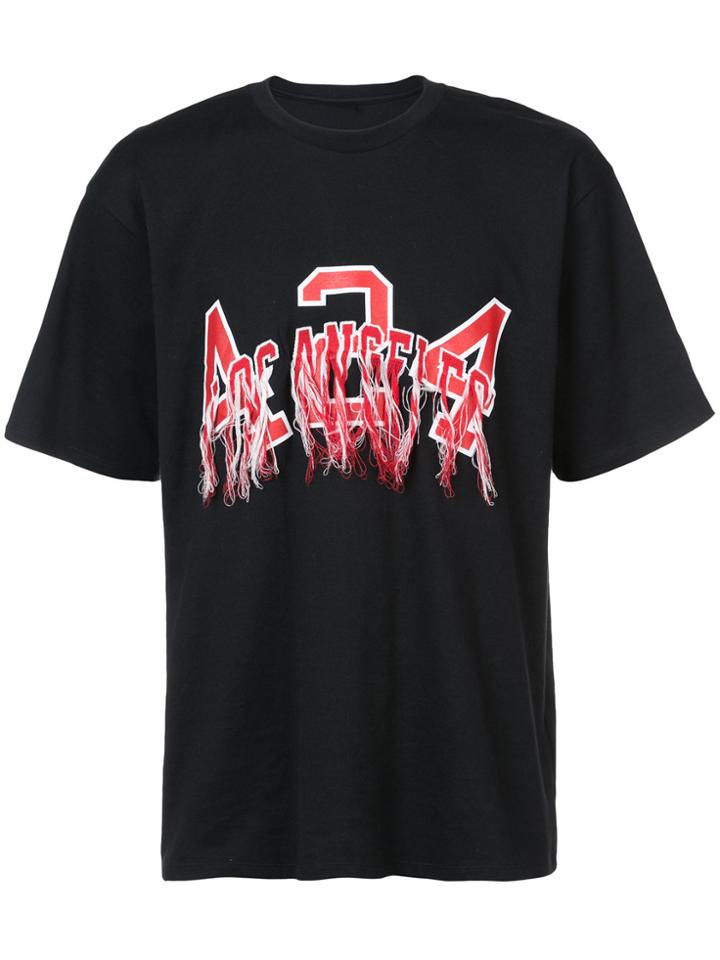 424 Fairfax 424 X Doublet Thread Trim Slogan T-shirt - Black