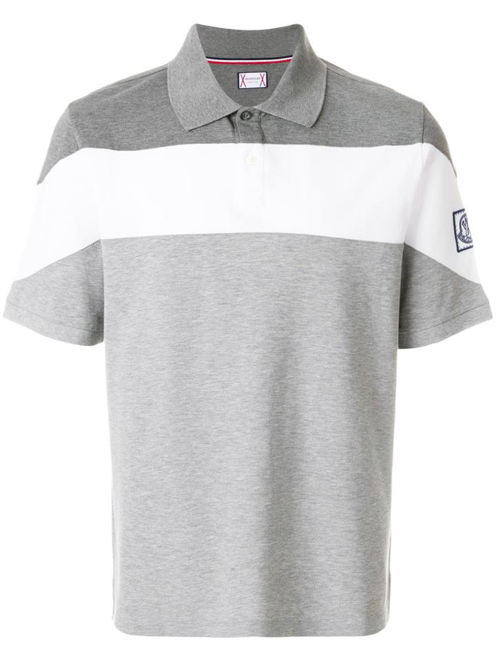 Moncler Gamme Bleu Contrast Stripe Polo Shirt - Grey
