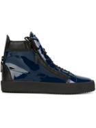 Giuseppe Zanotti Design Vegas Hi-top Sneakers, Men's, Size: 41.5, Blue, Rubber/plastic/leather