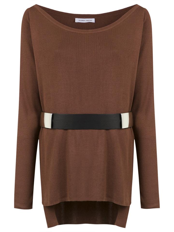 Gloria Coelho Belted Knit Blouse - Brown