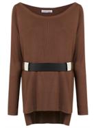 Gloria Coelho Belted Knit Blouse - Brown