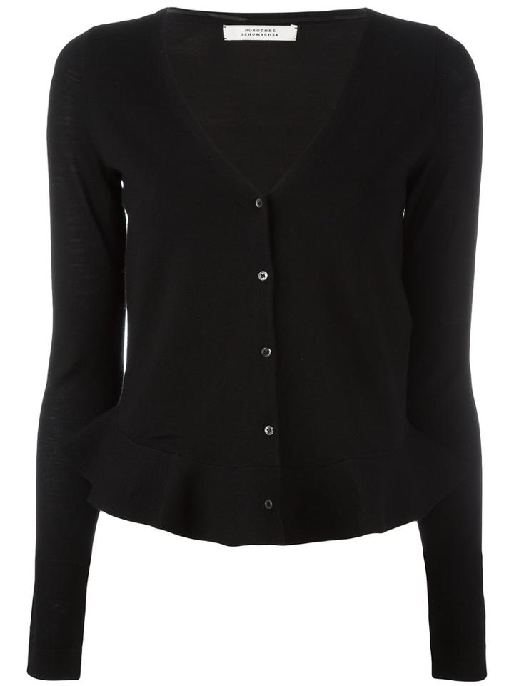 Dorothee Schumacher Ruffle Hem Cardigan, Women's, Size: Iii, Black, Virgin Wool