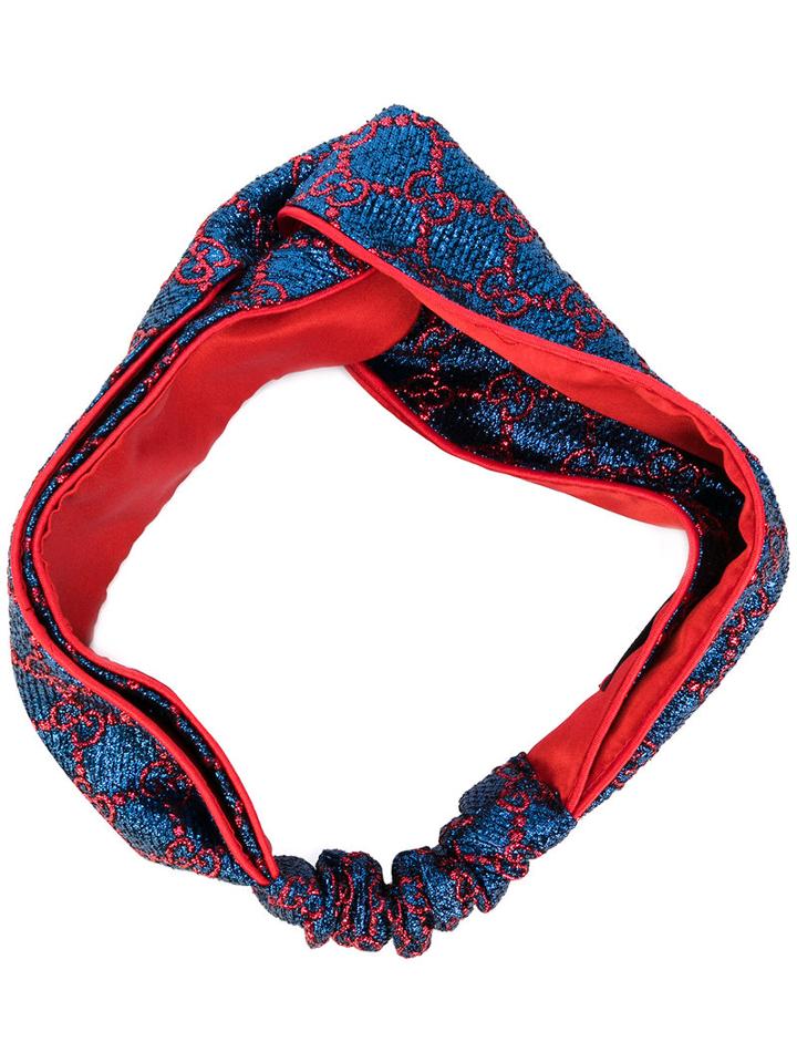 Gucci - Gg Supreme Print Headband - Women - Silk/cotton/acrylic/metallic (grey) Fibre - One Size, Silk/cotton/acrylic/metallic Fibre