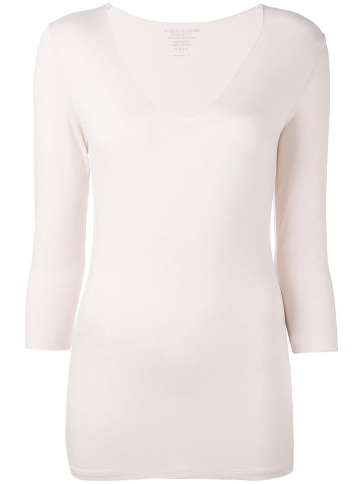 Majestic Filatures - Three-quarters Slim-fit Blouse - Women - Spandex/elastane/viscose - 2, Pink/purple, Spandex/elastane/viscose