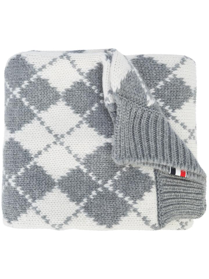 Thom Browne Checked Scarf - Grey