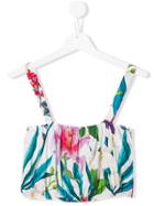 Mc2 Saint Barth Kids Floral Crop Tank Top - White