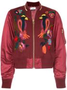 Muveil Knitted Panel Bomber Jacket - Red
