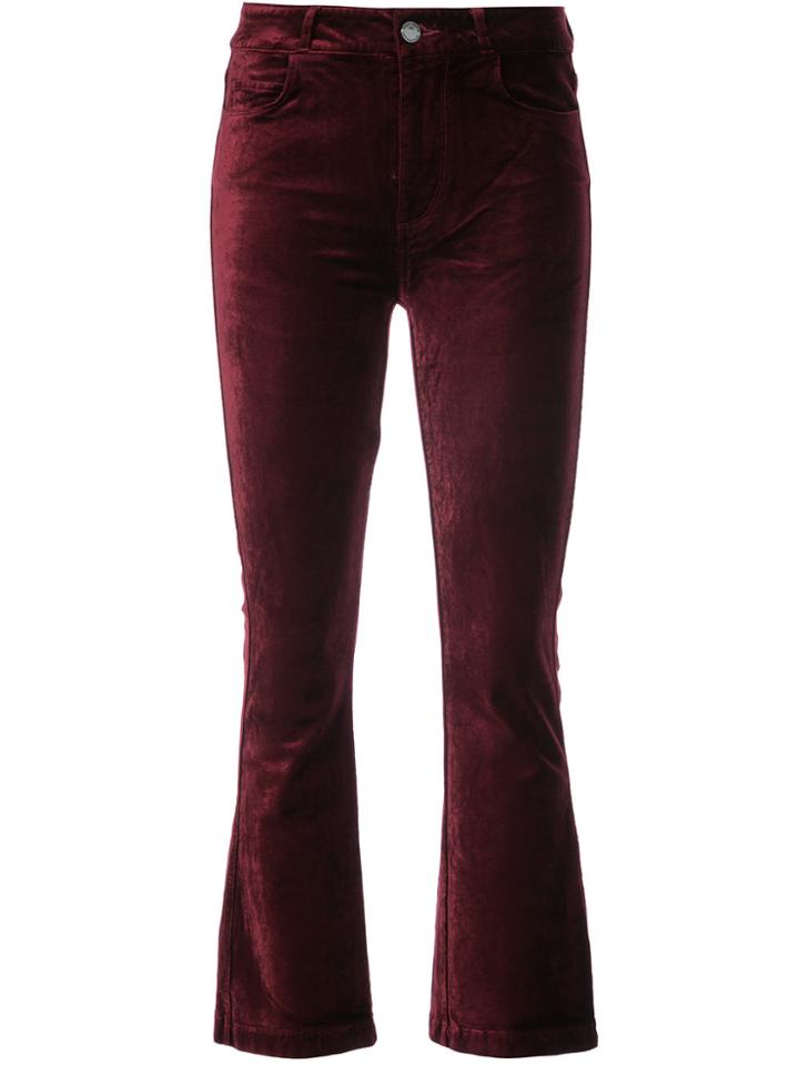 Paige Velvety Cropped Trousers - Red