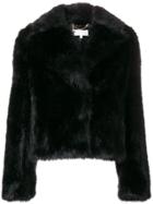 Patrizia Pepe Furry Cropped Jacket - Black