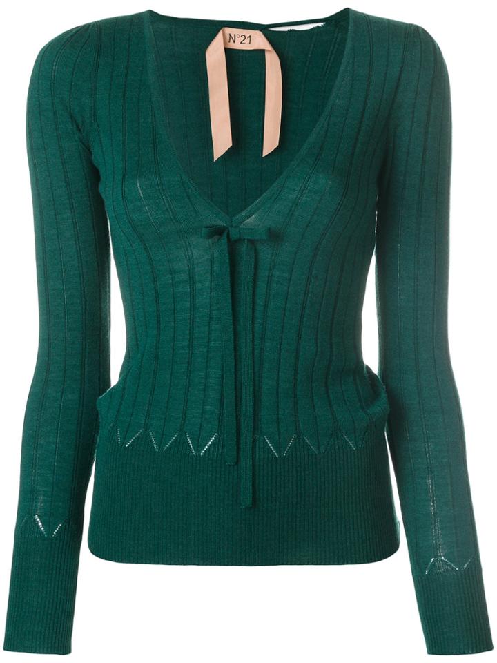 No21 V-neck Jumper - Green