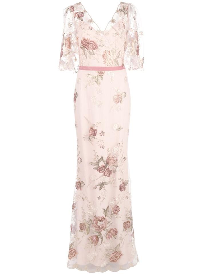 Marchesa Notte Floral Embroidered Mermaid Gown - Pink