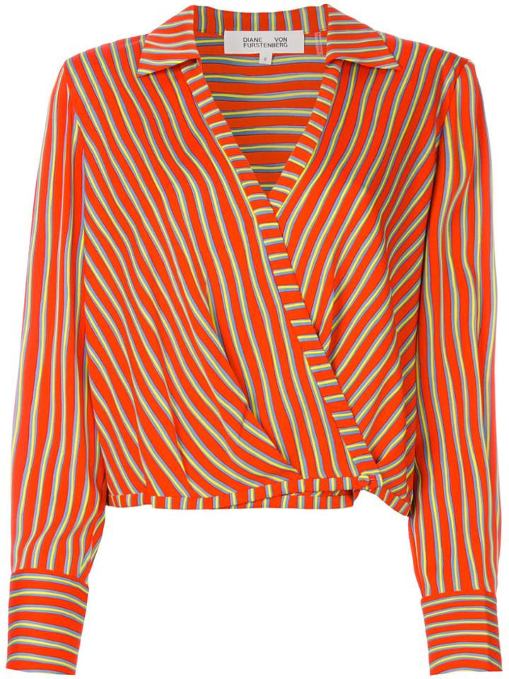 Dvf Diane Von Furstenberg Striped Wrap Blouse - Red