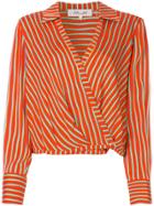 Dvf Diane Von Furstenberg Striped Wrap Blouse - Red