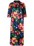 Miu Miu Vivid Floral Lambskin Coat - Black