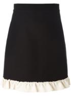 Gucci - Ruffle Trim A-line Skirt - Women - Silk/acetate/wool - 44, Black, Silk/acetate/wool