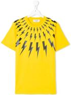 Neil Barrett Kids Teen Lightning Bolt T-shirt - Yellow & Orange