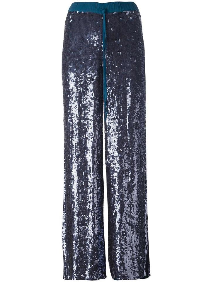 P.a.r.o.s.h. Sequin Palazzo Pants, Women's, Size: Medium, Blue, Viscose/pvc