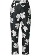 Isa Arfen Floral Cropped Trousers - Black
