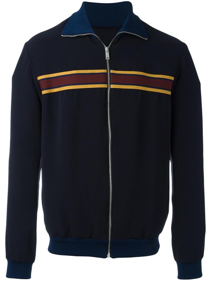 Alexander Mcqueen Striped Bomber Jacket - Blue