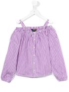 Ralph Lauren Kids Striped Off The Shoulder Top, Girl's, Size: 10 Yrs, Pink/purple