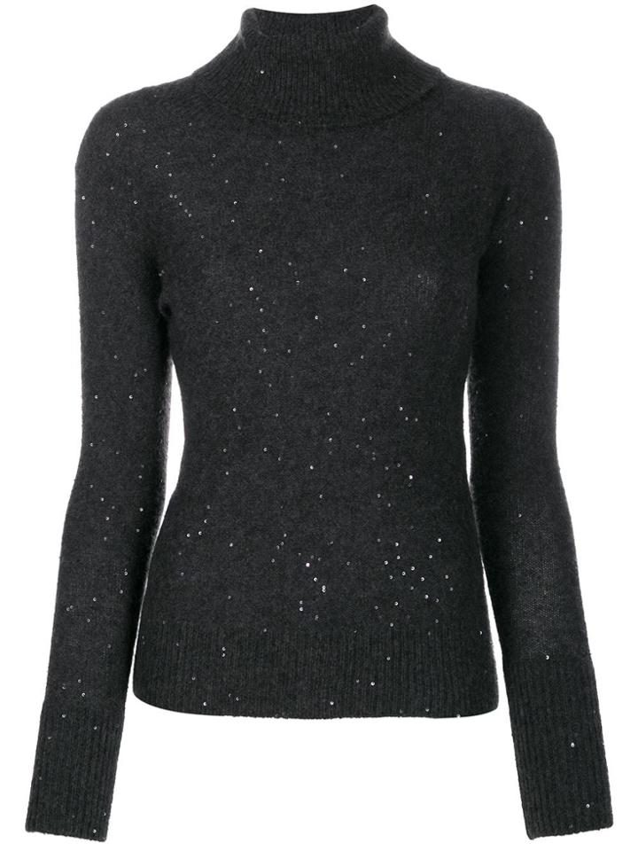 Fabiana Filippi Embellished Roll Neck Jumper - Grey