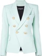 Balmain Fitted Blazer, Women's, Size: 34, Green, Cotton/polyurethane/acetate/viscose