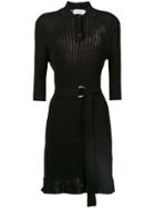 Sonia Rykiel Ribbed Knit Polo Dress - Black