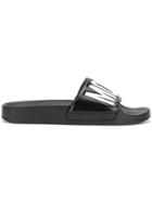 Moschino Logo Pool Slide Sandals - Black