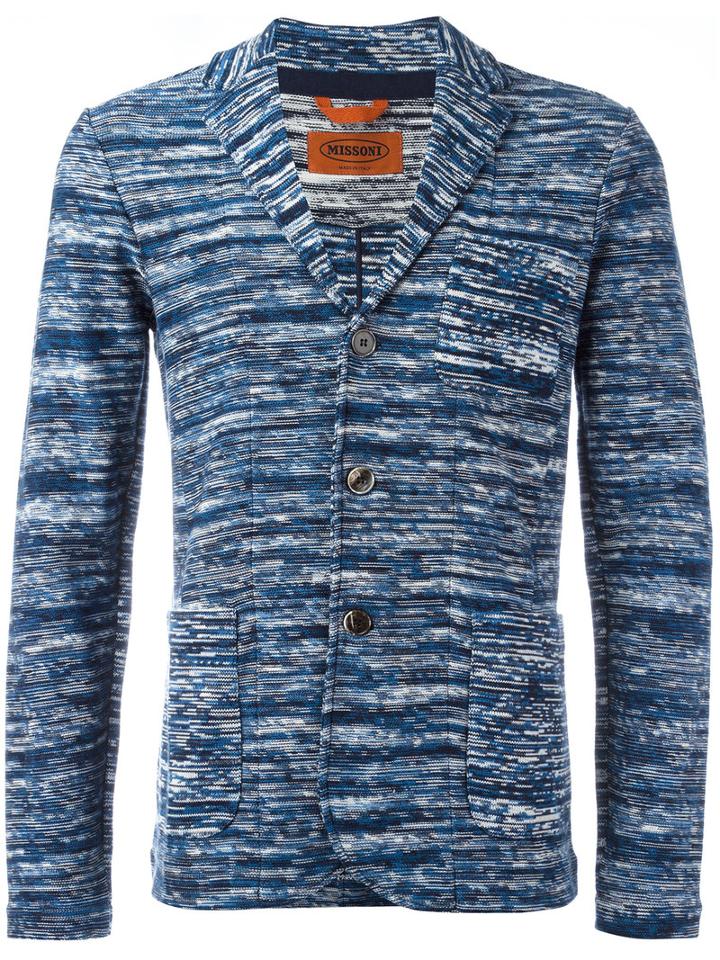 Missoni Three Button Blazer, Men's, Size: 52, Blue, Cotton