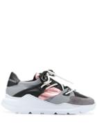 Leather Crown Panelled Leather Sneakers - Grey
