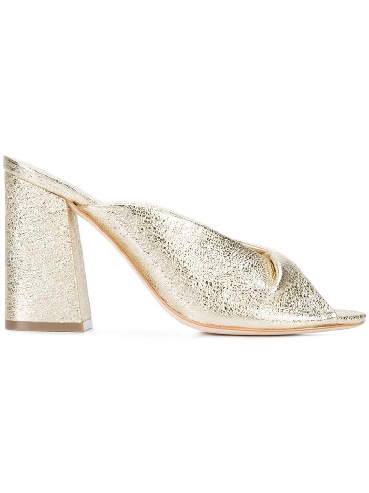 Loeffler Randall Crinkle High-heeled Mules - Metallic
