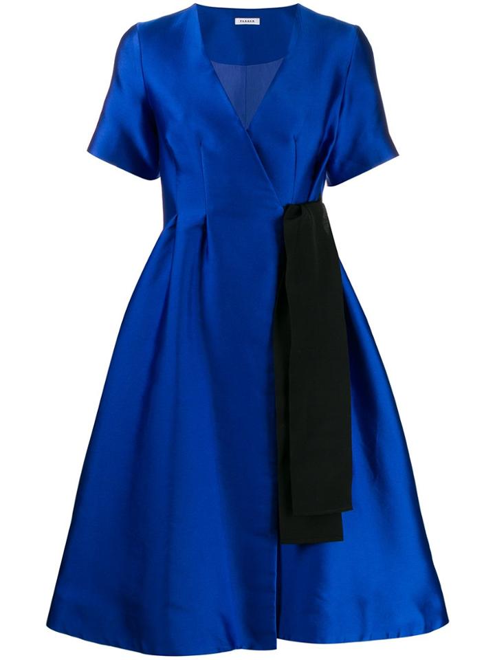 P.a.r.o.s.h. Ribbon Detail Midi Dress - Blue