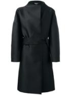 Paule Ka Funnel Neck Belted Coat, Women's, Size: Medium, Black, Cupro/polyester/silk