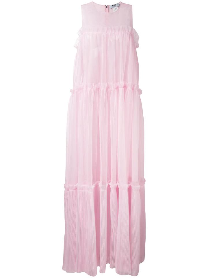 Msgm - Tent Maxi Dress - Women - Polyester - 42, Pink/purple, Polyester