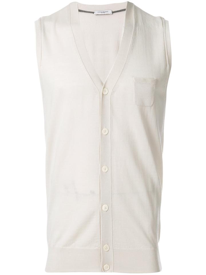 Paolo Pecora V-neck Sleeveless Cardigan - Nude & Neutrals