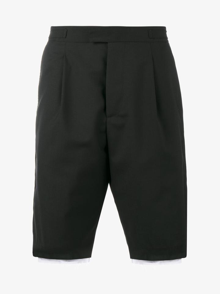 Raf Simons Printed Layered Shorts, Men's, Size: 48, Black, Virgin Wool/cotton