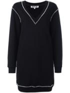 Mcq Alexander Mcqueen Rhinestone Trim Sweatshirt Dress, Women's, Size: Xs, Black, Cotton/metal (other)/glass