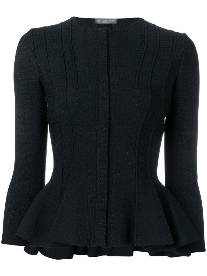 Alexander Mcqueen Woven Peplum Jacket - Black