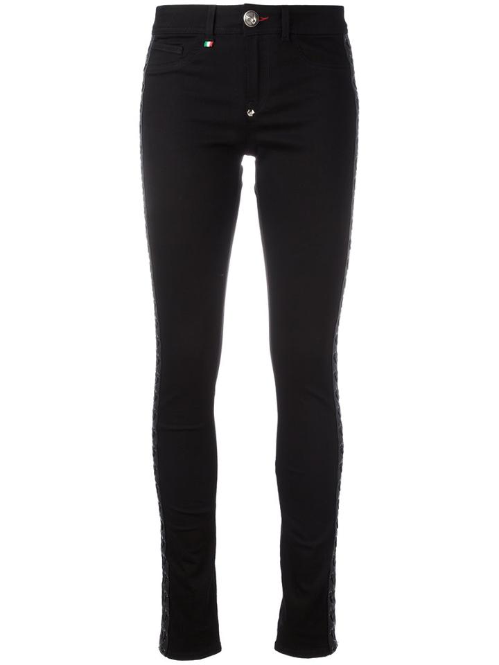 Philipp Plein Lace Up Jeans, Women's, Size: 25, Black, Cotton/polyester/spandex/elastane
