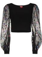 Staud Sway Rainbow Sequin Sleeved Top - Black