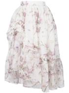 Ermanno Scervino Ruffle Trim Floral Skirt - White