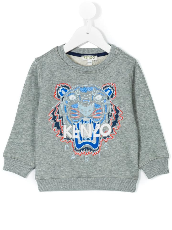 Kenzo Kids - Embroidered Tiger Sweatshirt - Kids - Cotton - 36 Mth, Grey