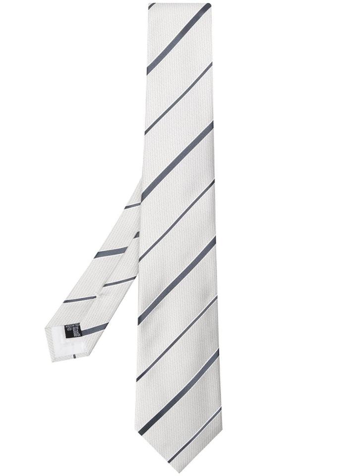 Emporio Armani Diagonal Stripe Tie - White