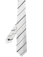 Emporio Armani Diagonal Stripe Tie - White