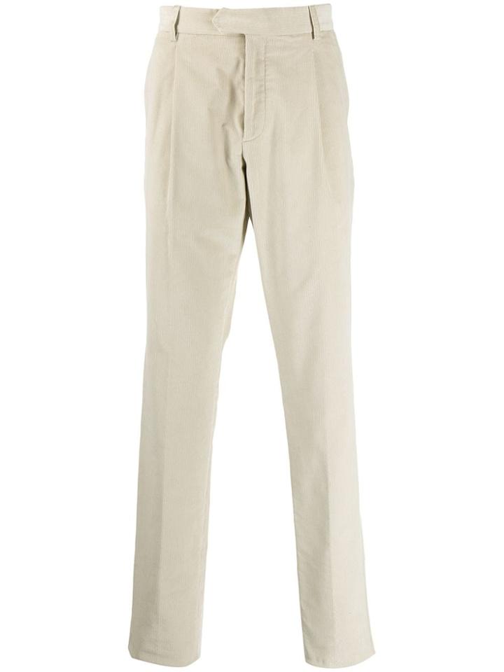 Caruso Corduroy Straight-leg Trousers - Neutrals