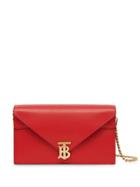 Burberry Small Leather Tb Envelope Clutch - Red