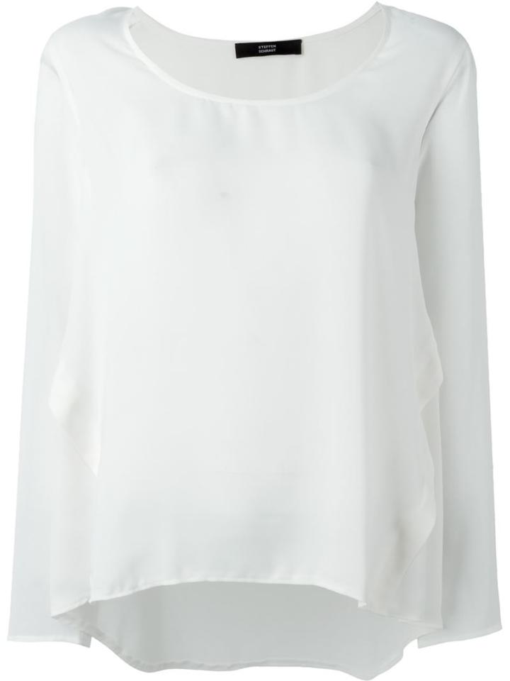 Steffen Schraut Back Panel Blouse, Women's, Size: 36, White, Polyester