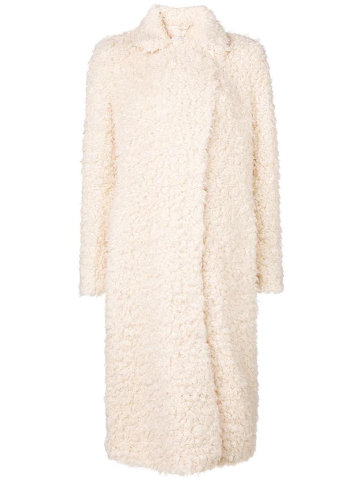Stand Faux Fur Coat - Nude & Neutrals