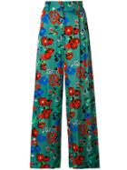 Isabelle Blanche Floral Print Flared Trousers - Green