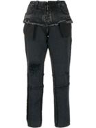 Unravel Project Distressed Slim Fit Jeans - Black